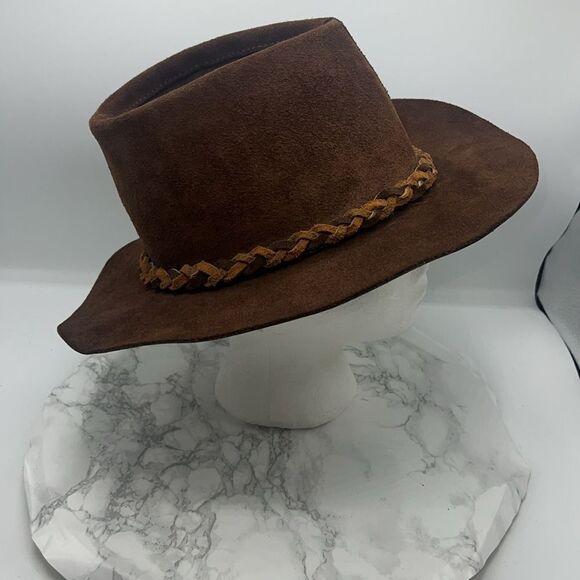 HENSCHEL Brown Suede Leather Walker Cowboy Hat-L - Picture 4 of 8